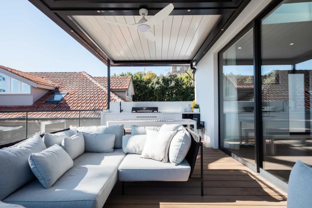 furniture and outdoor kitchen on deck renovation